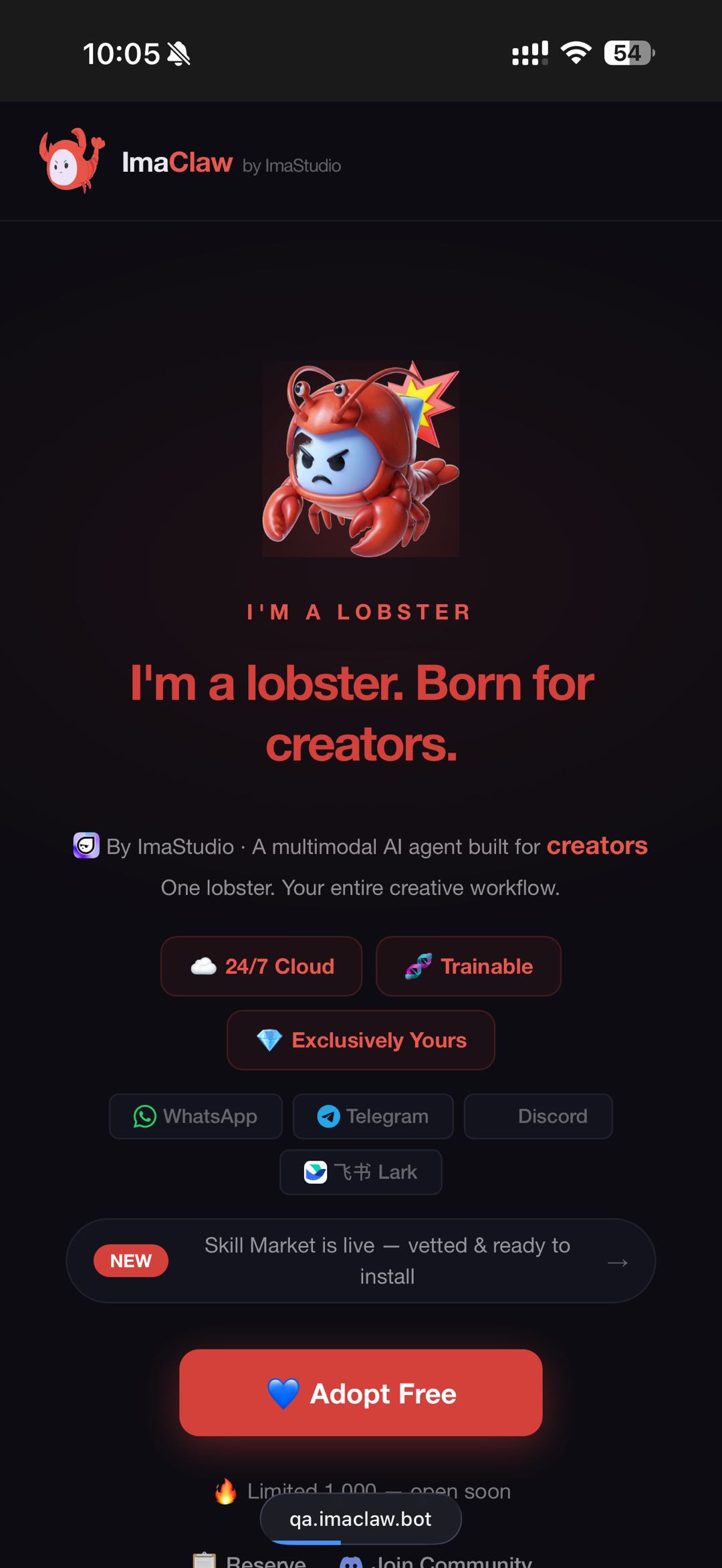 qa.imaclaw.bot current state